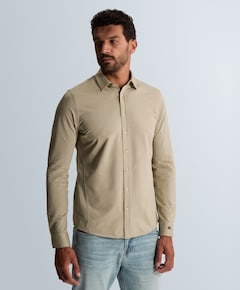 Heren overhemd lange mouw beige