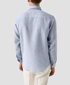 Heren overhemd lange mouw blauw