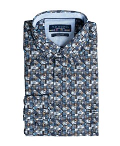 Heren overhemd lange mouw blauw