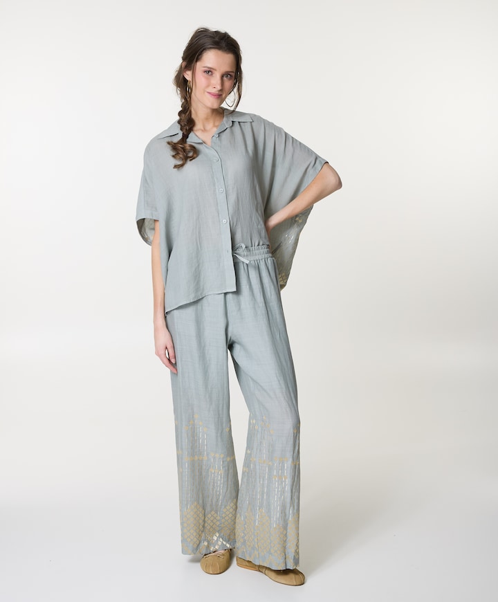 grape loose drawstring dames broek grijs