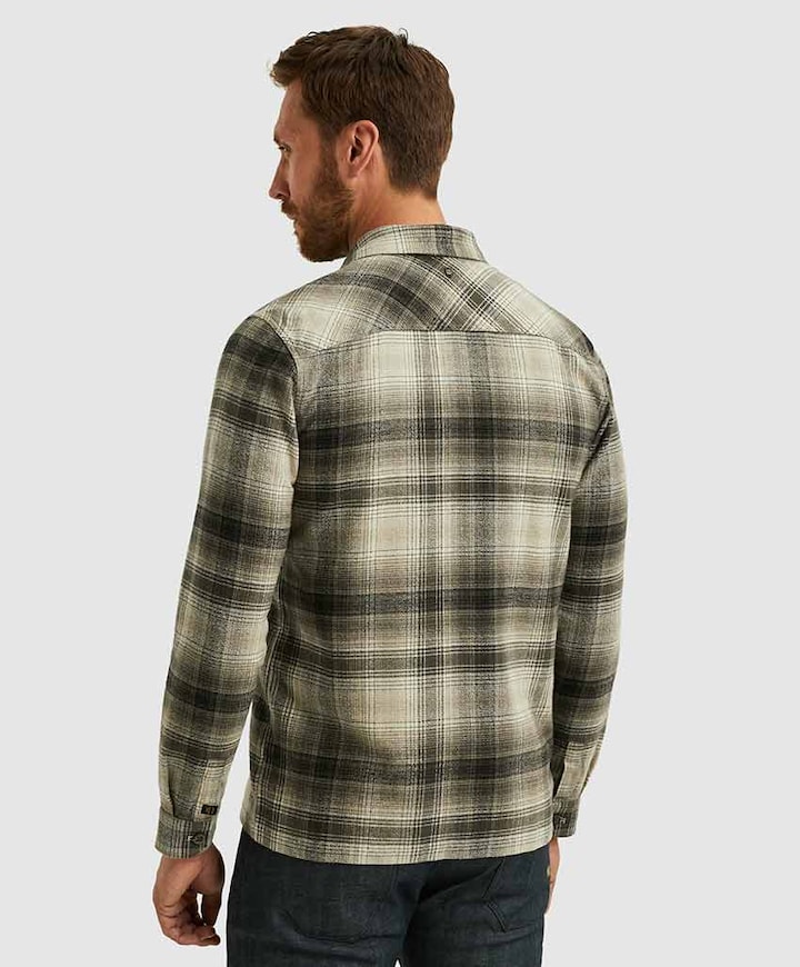 Heren overhemd lange mouw beige