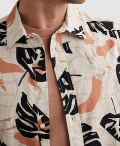 Heren overhemd korte mouw ecru