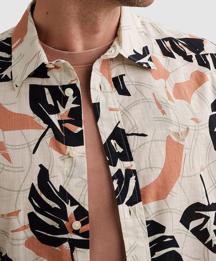 Heren overhemd korte mouw ecru