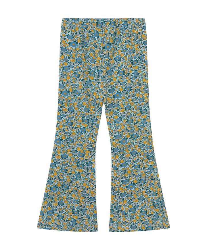 Flower rib pant meisjes broek blauw