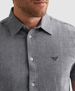Heren overhemd korte mouw blauw