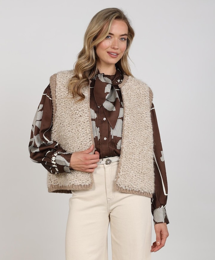 Dames gilet beige