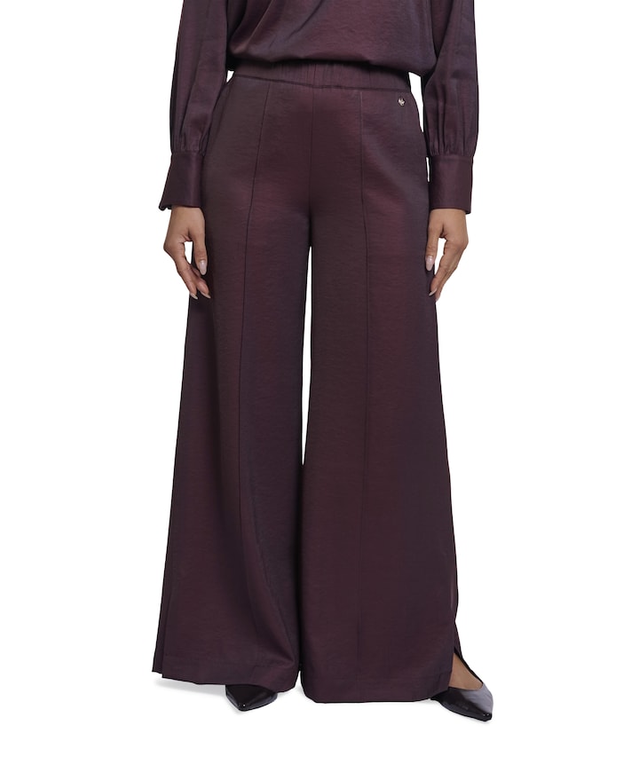 Regular length wide leg dames broek bruin