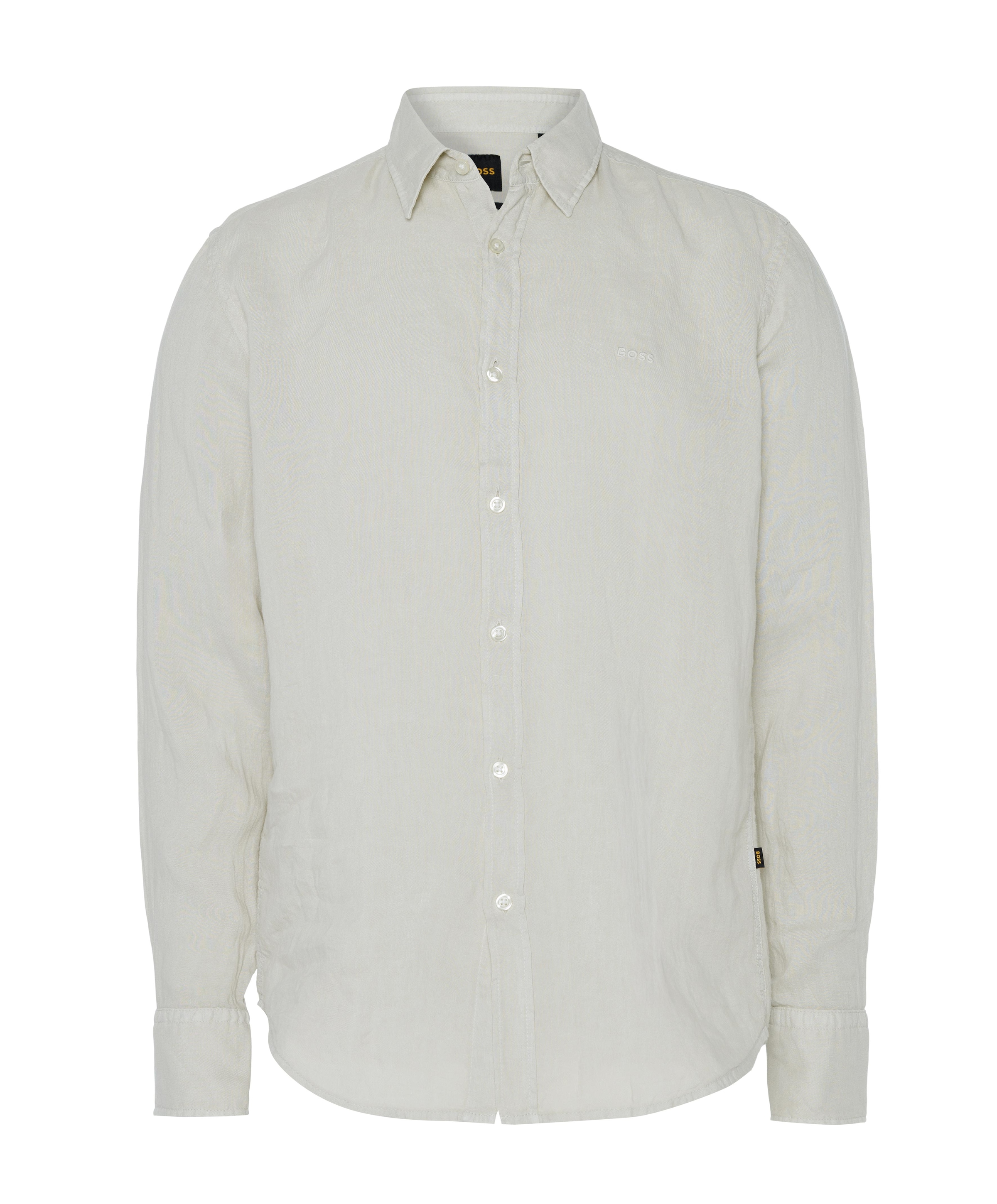 Heren overhemd lange mouw beige