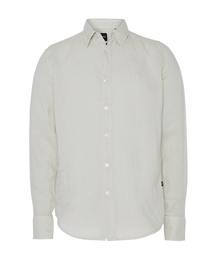 Heren overhemd lange mouw beige