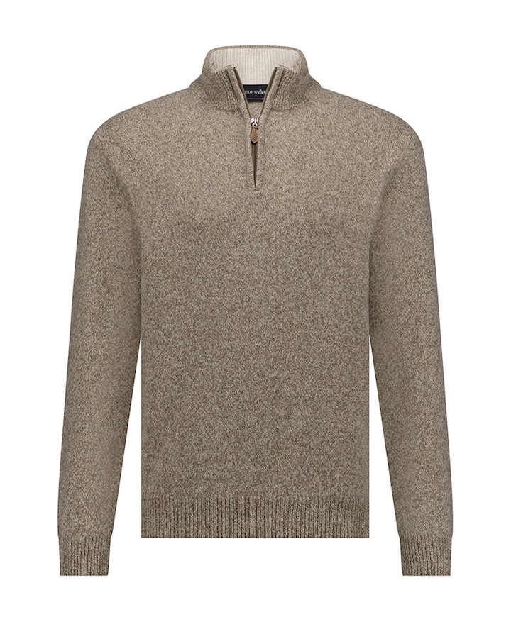 Heren trui met rits beige