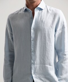 Heren overhemd lange mouw blauw