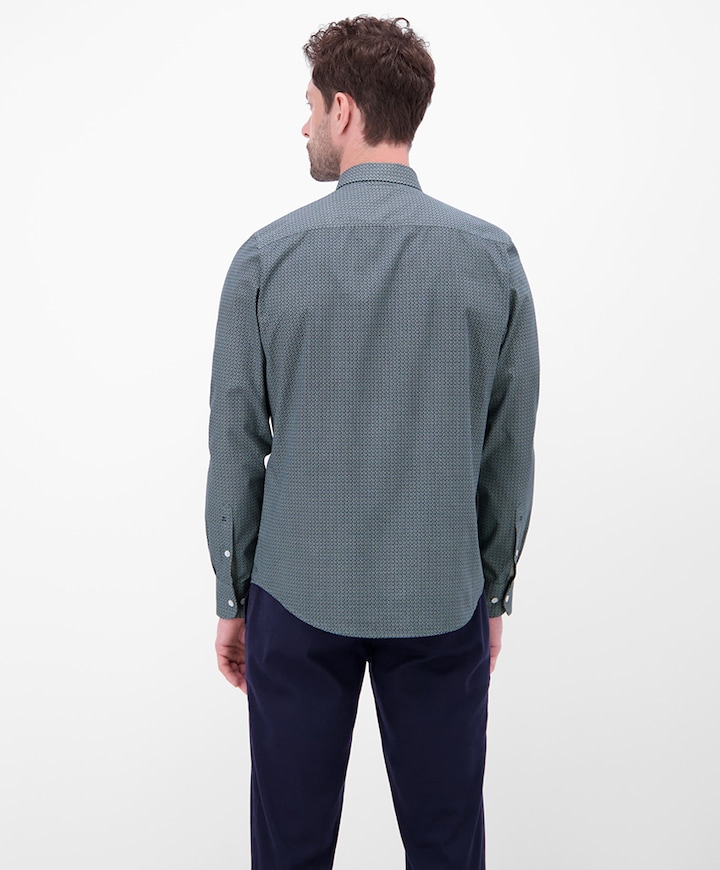 Heren overhemd lange mouw blauw