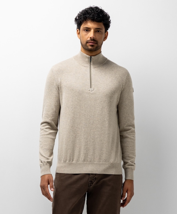 Heren trui met rits beige