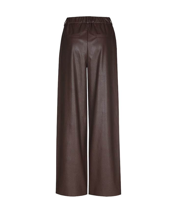 Broek-vegan leather-effen plooi dames broek bruin