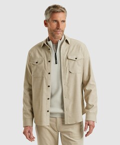 Heren overhemd lange mouw beige