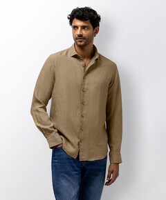 Heren overhemd lange mouw beige