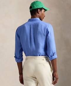 Heren overhemd lange mouw blauw