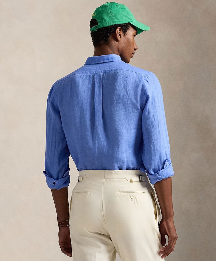 Heren overhemd lange mouw blauw