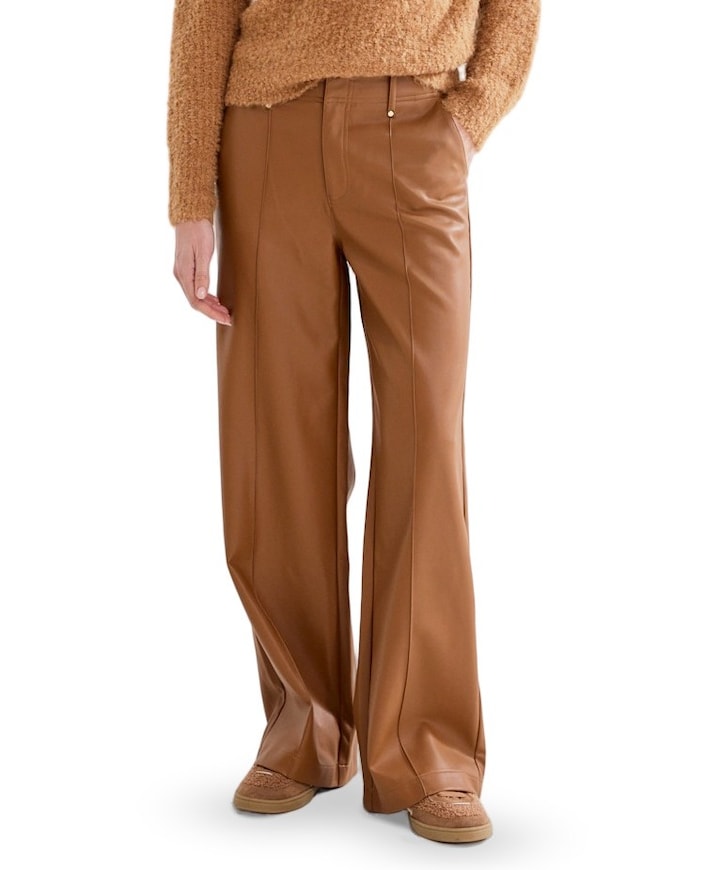 PU Pintuck dames broek bruin