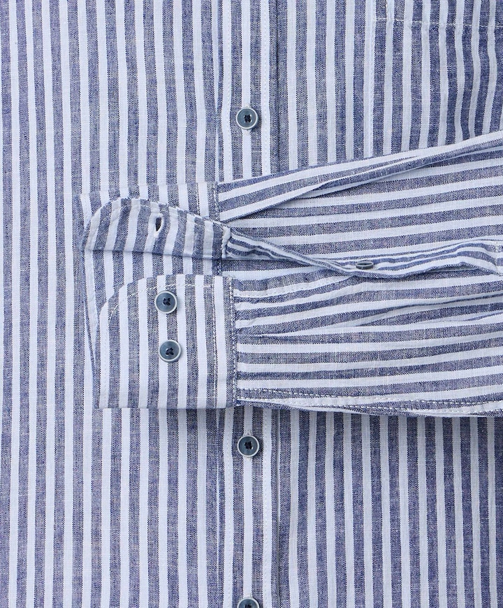 Heren overhemd lange mouw blauw