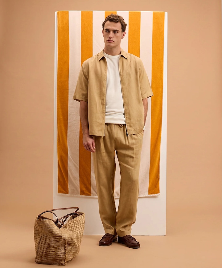 Heren overshirt beige