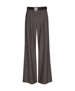 Viscose mix-geruit-plooi dames pantalon bruin