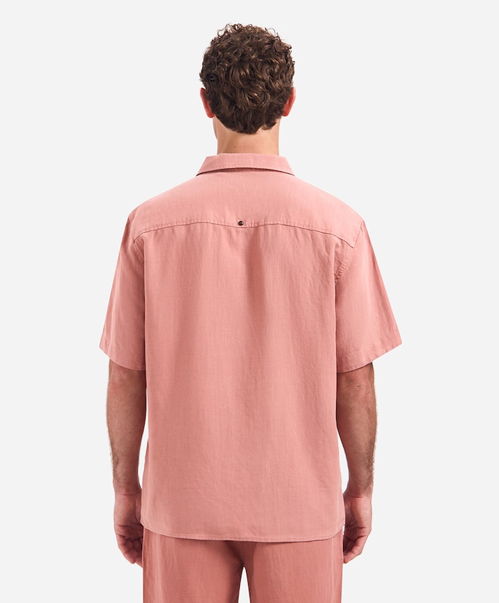 Heren overhemd korte mouw roze