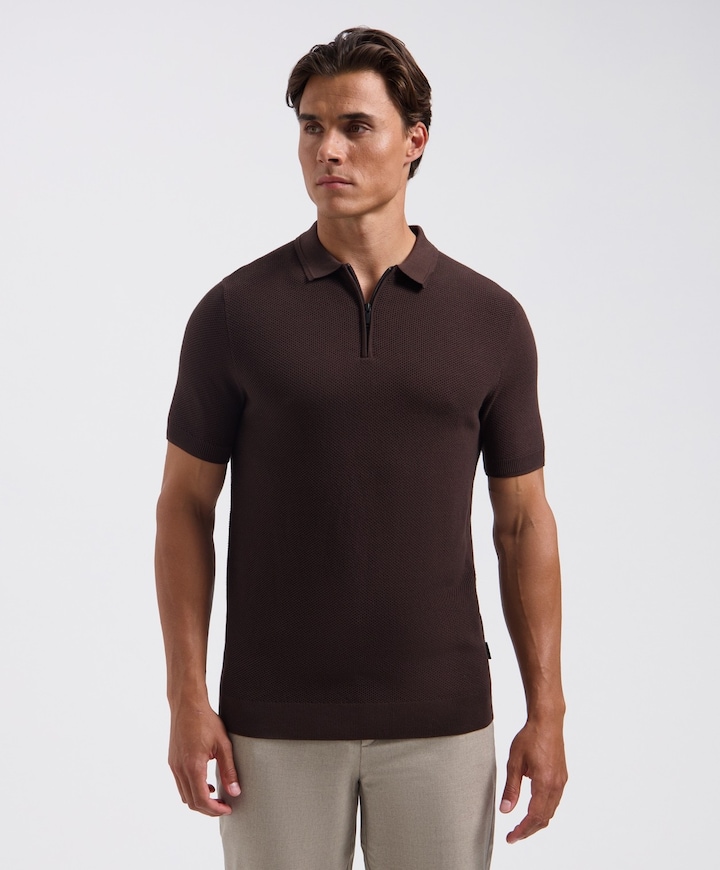 Heren polo bruin