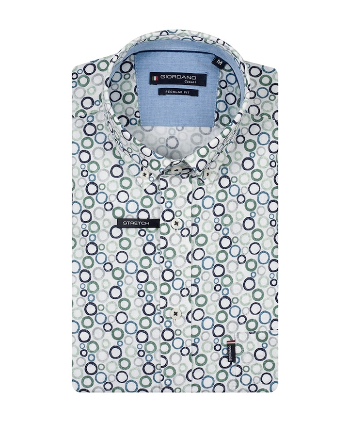 Heren overhemd korte mouw groen