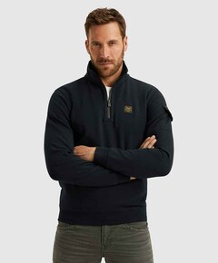 Heren trui met rits blauw