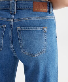 high waist wide leg dames jeans blauw