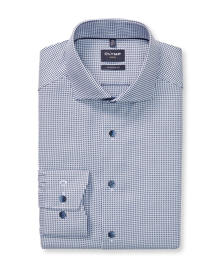 Heren overhemd lange mouw blauw