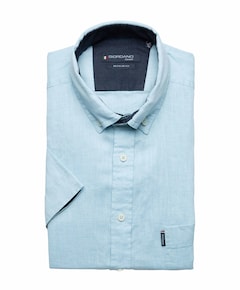 Heren overhemd korte mouw blauw