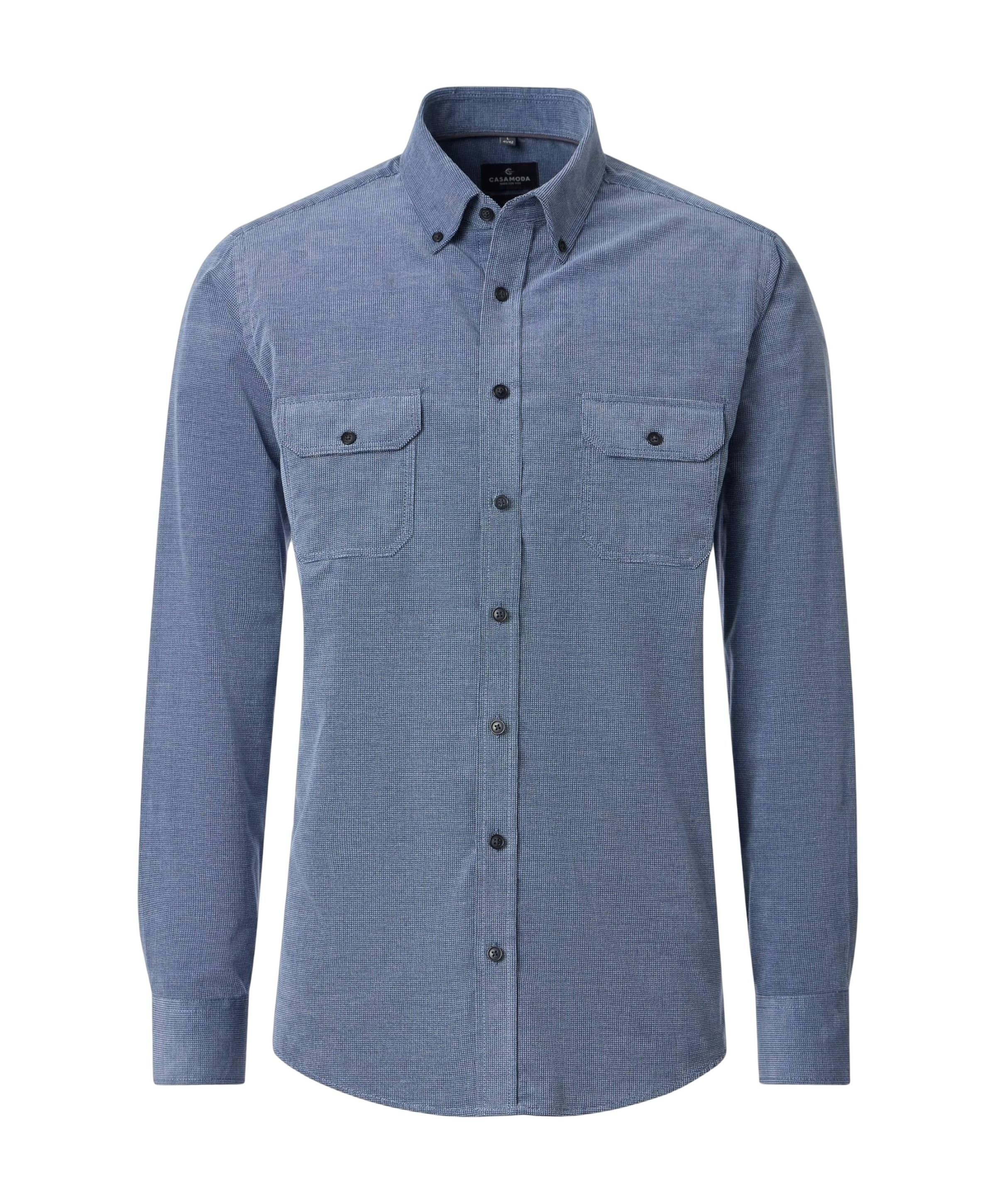 Heren overhemd lange mouw blauw