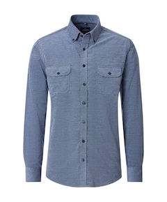 Heren overhemd lange mouw blauw