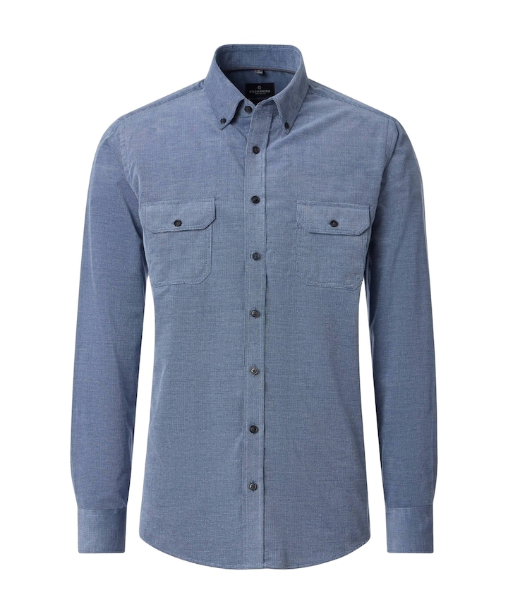 Heren overhemd lange mouw blauw