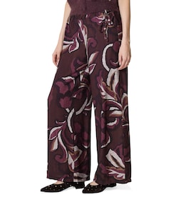 Palazzo blad print dames broek bordeaux