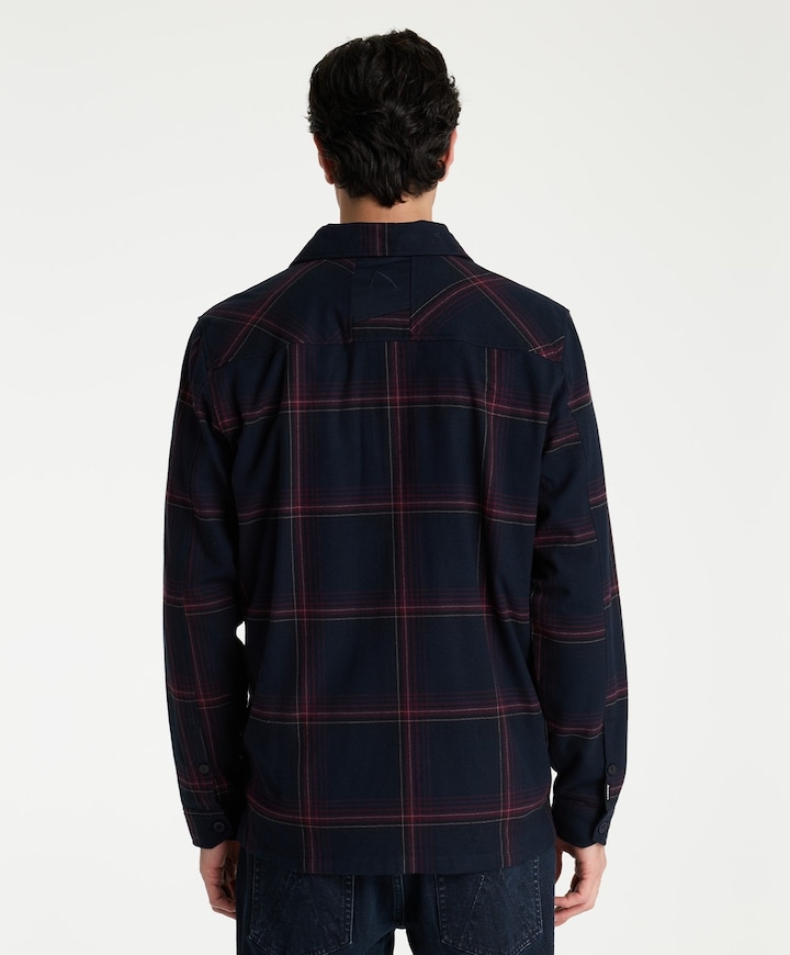 Heren overhemd lange mouw blauw