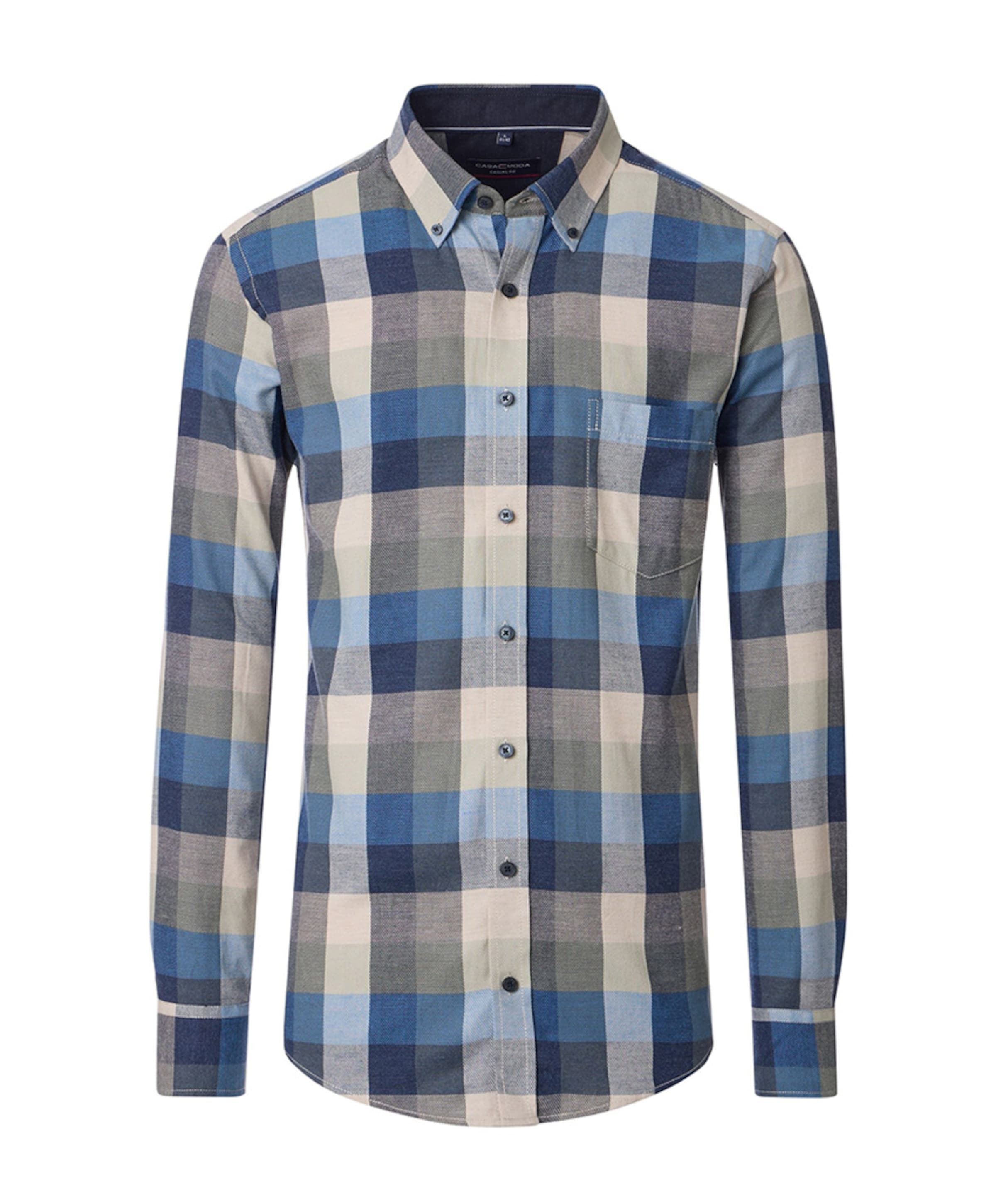 Heren overhemd lange mouw blauw