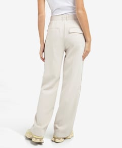Geweven broek met stiksels dames broek beige