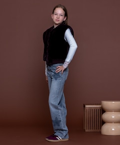 wide leg stars meisjes jeans grijs