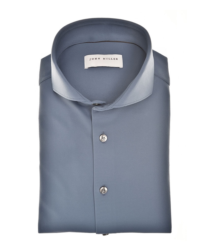 Heren overhemd lange mouw blauw