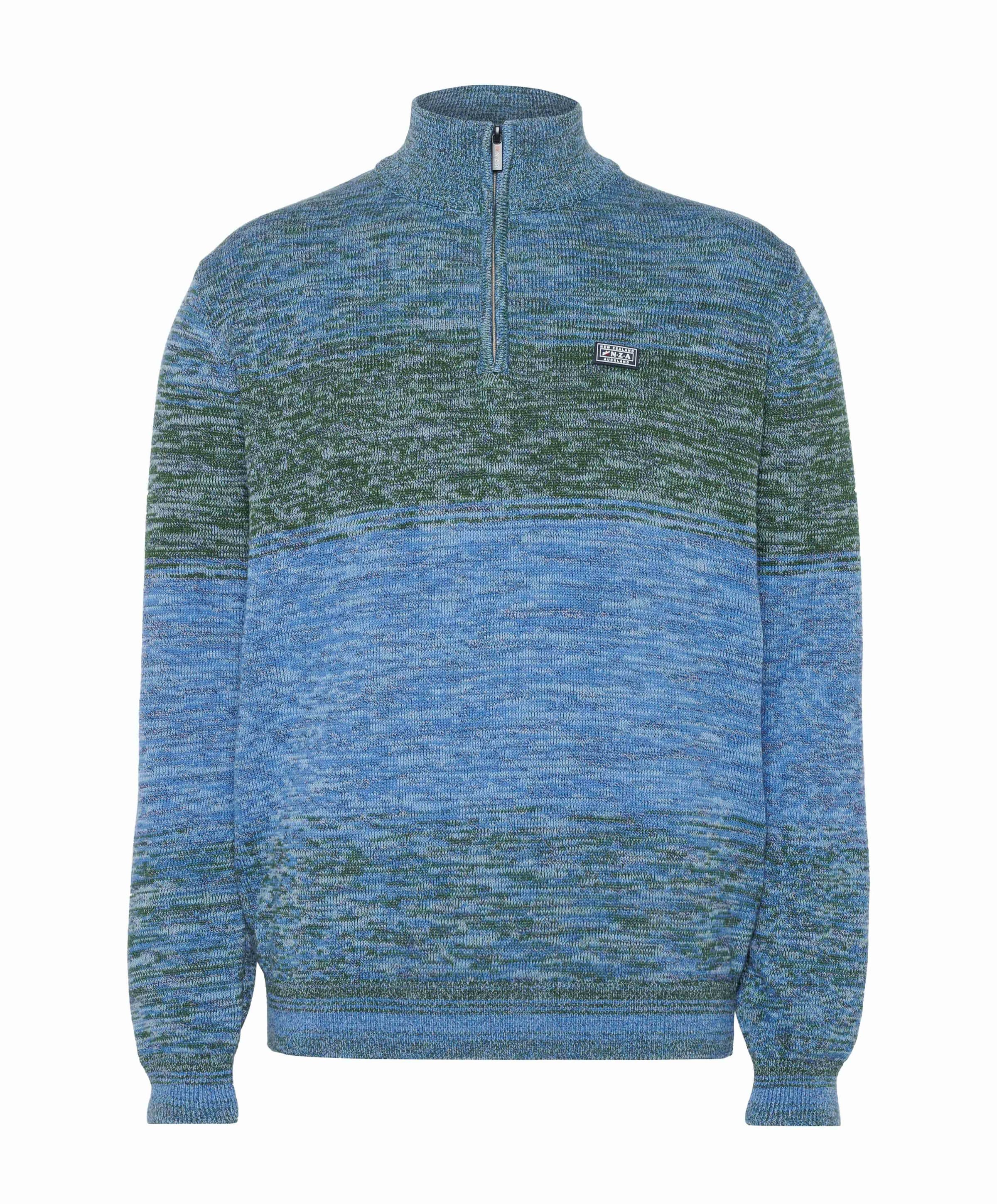 Heren trui met rits blauw