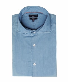 Heren overhemd lange mouw blauw