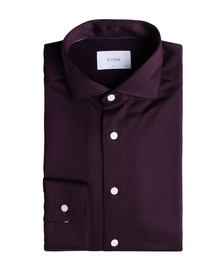 Heren overhemd lange mouw bordeaux