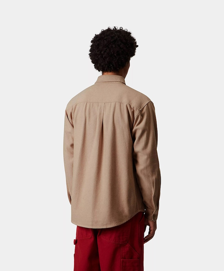 Heren overhemd lange mouw bruin