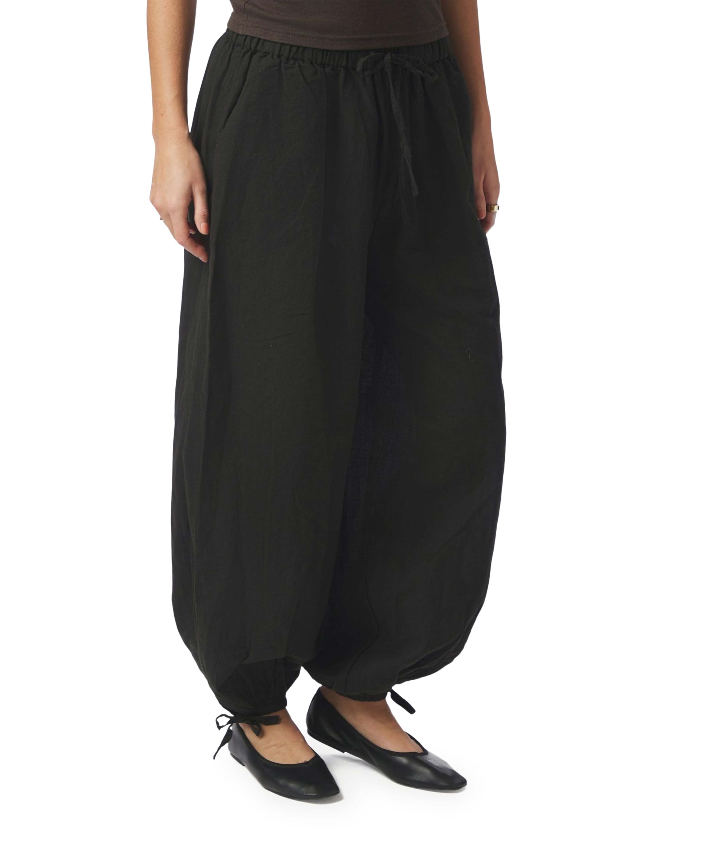 Roxane Balloon Linen dames broek zwart
