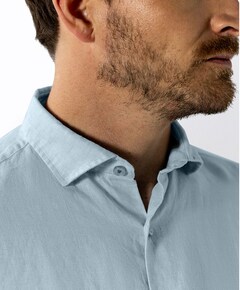 Heren overhemd lange mouw blauw