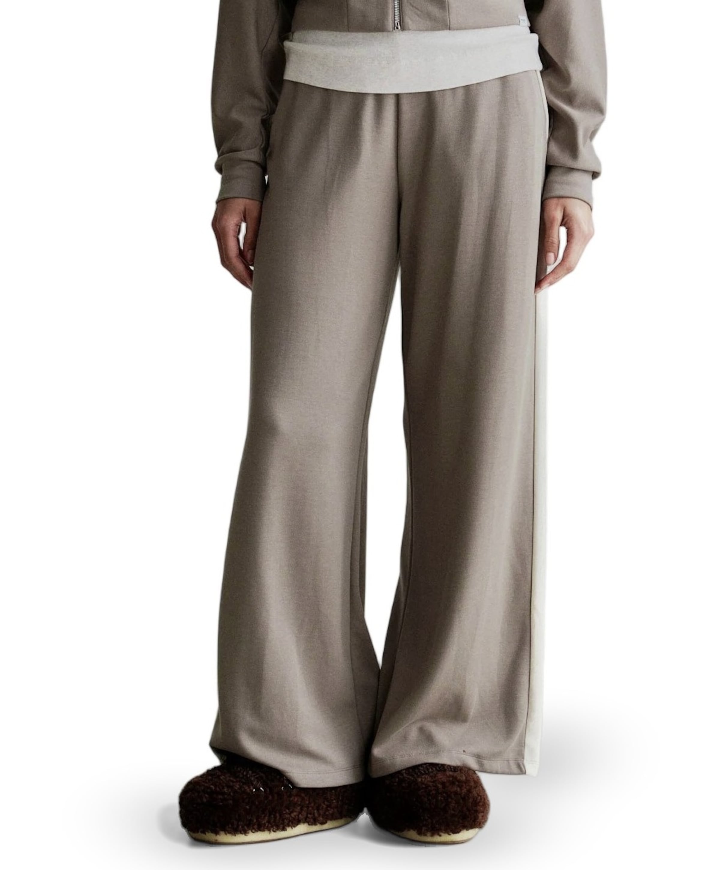 Stripe dames broek beige