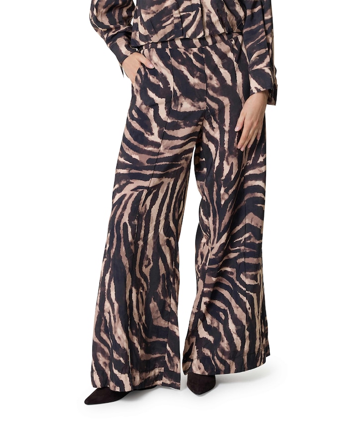 Regular length wide leg dames broek bruin
